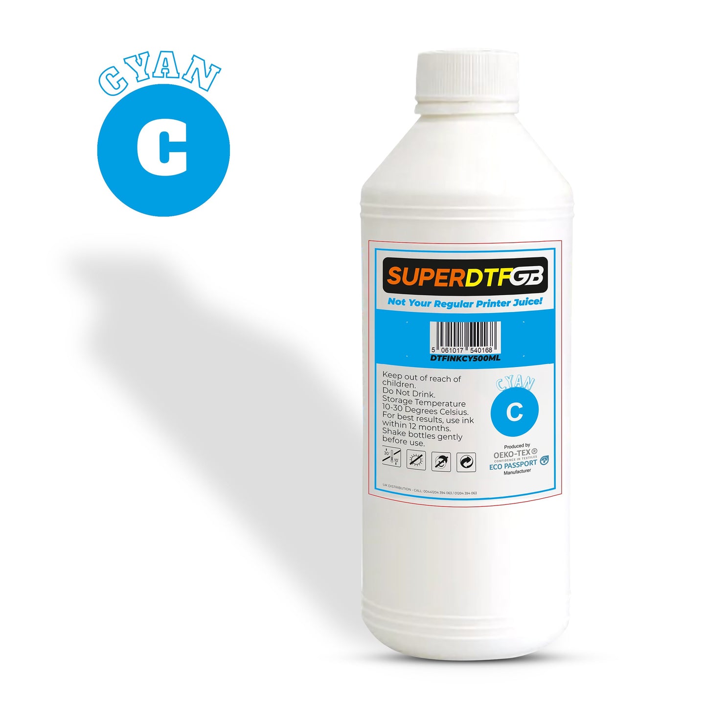 DTF Ink Cyan Blue 500ml – SuperDTF GB | Vibrant Direct to Film Printing Ink