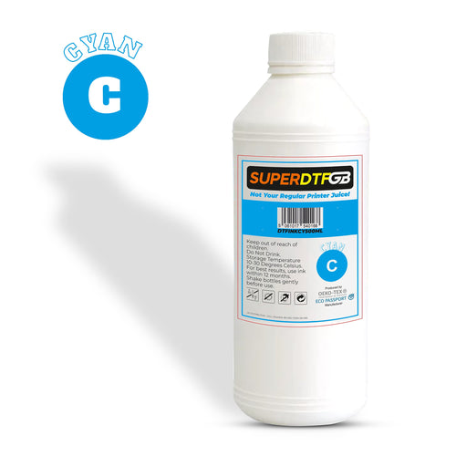 DTF Ink Cyan Blue 500ml – SuperDTF GB | Vibrant Direct to Film Printing Ink